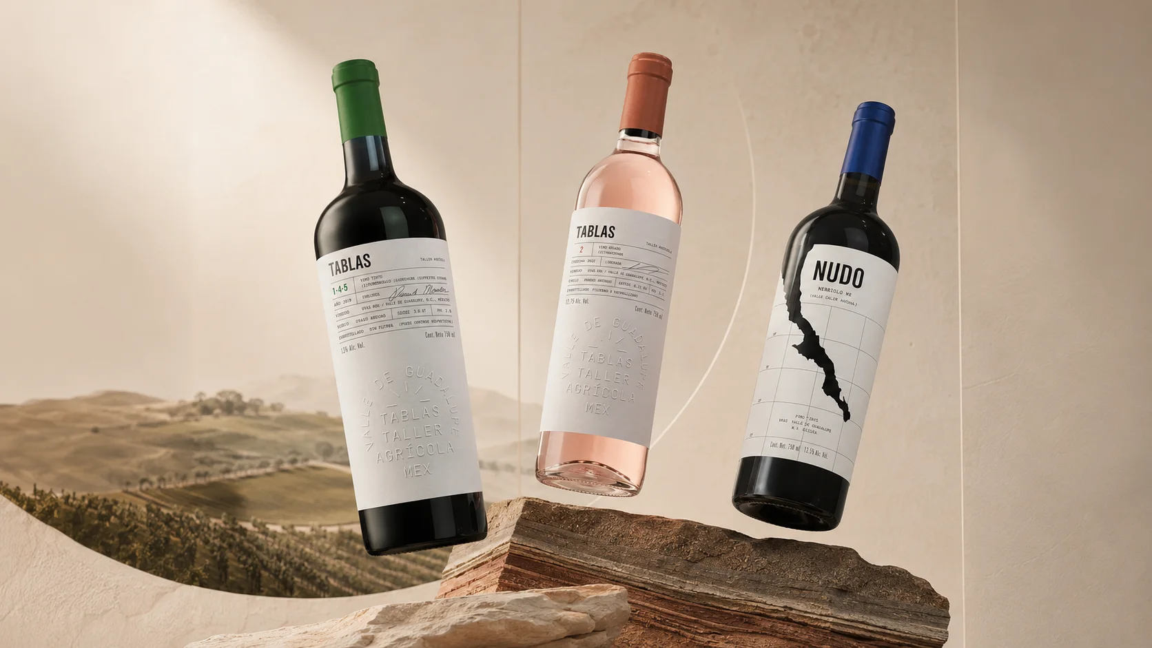 Exploración — botellas sobre horizonte del Valle