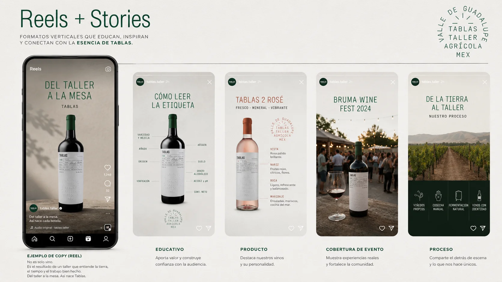 Reels + Stories: formatos verticales — educativo, producto, cobertura y proceso